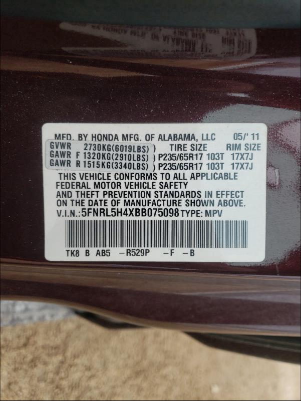 Photo 9 VIN: 5FNRL5H4XBB075098 - HONDA ODYSSEY EX 