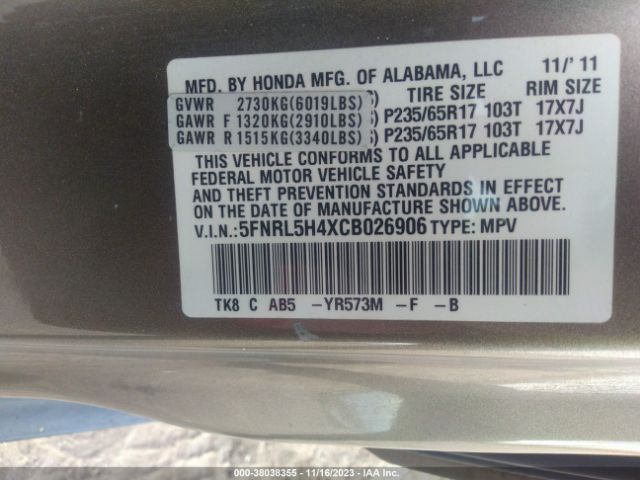 Photo 8 VIN: 5FNRL5H4XCB026906 - HONDA ODYSSEY 