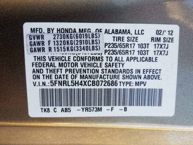 Photo 9 VIN: 5FNRL5H4XCB072686 - HONDA ODYSSEY EX 