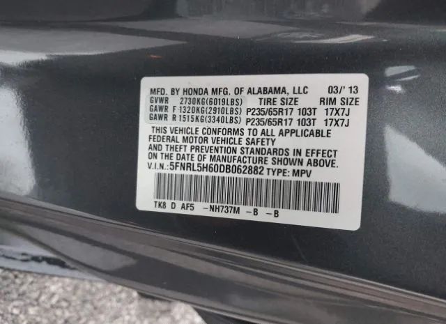 Photo 8 VIN: 5FNRL5H60DB062882 - HONDA ODYSSEY 