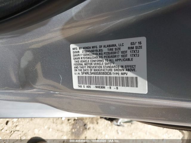 Photo 8 VIN: 5FNRL5H60GB080836 - HONDA ODYSSEY 