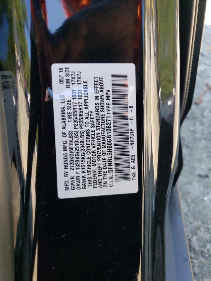 Photo 12 VIN: 5FNRL5H60GB106271 - HONDA ODYSSEY 