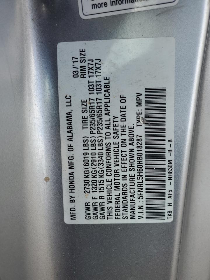 Photo 11 VIN: 5FNRL5H60HB018287 - HONDA ODYSSEY 