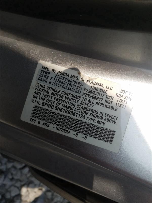 Photo 9 VIN: 5FNRL5H61BB061124 - HONDA ODYSSEY EX 