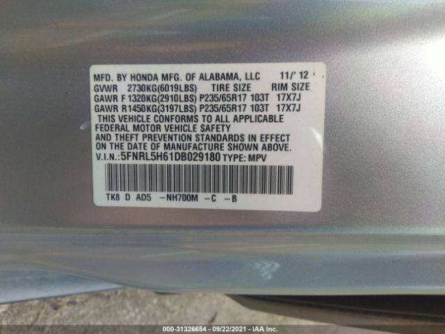 Photo 8 VIN: 5FNRL5H61DB029180 - HONDA ODYSSEY 