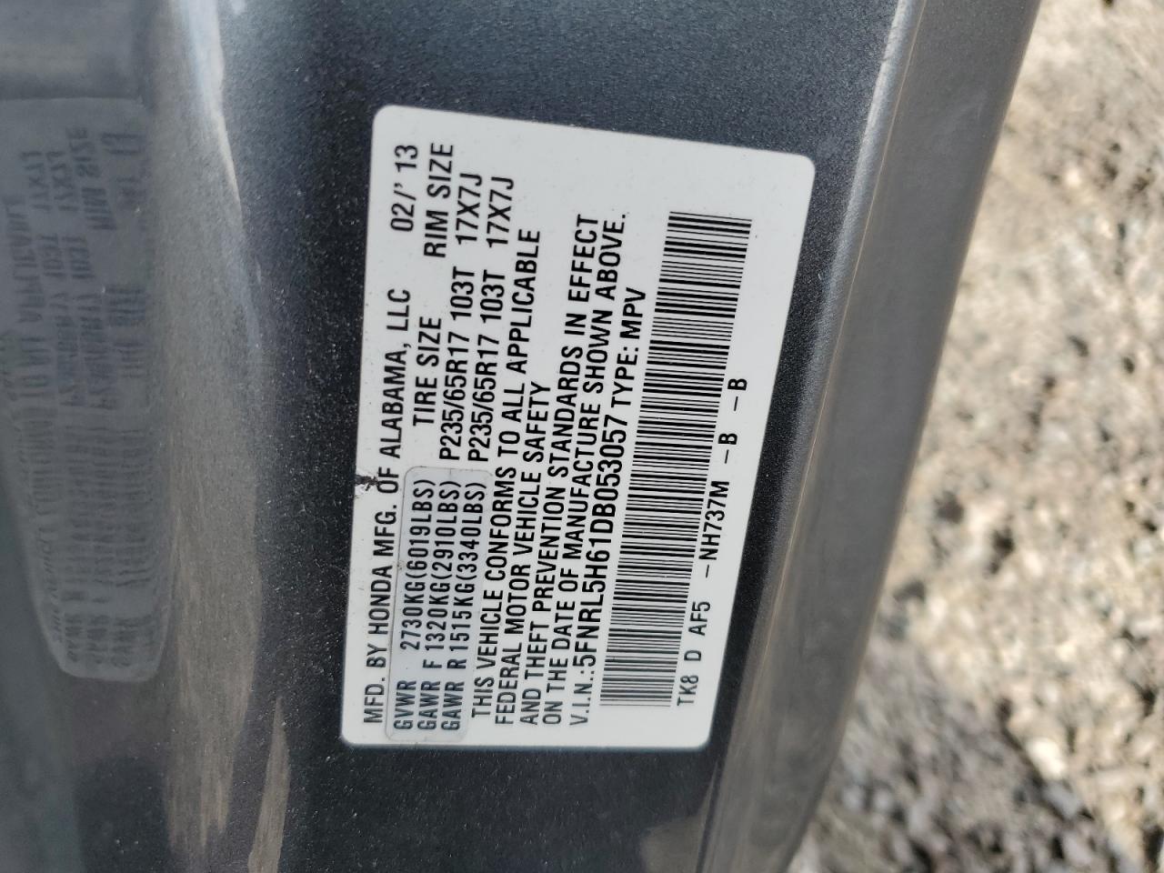 Photo 11 VIN: 5FNRL5H61DB053057 - HONDA ODYSSEY 