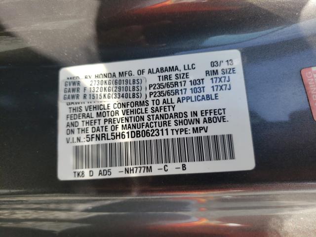 Photo 9 VIN: 5FNRL5H61DB062311 - HONDA ODYSSEY EX 