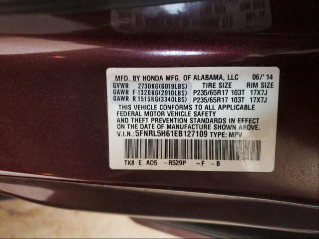 Photo 9 VIN: 5FNRL5H61EB127109 - HONDA ODYSSEY EX 