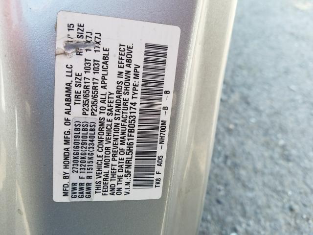 Photo 9 VIN: 5FNRL5H61FB053174 - HONDA ODYSSEY EX 