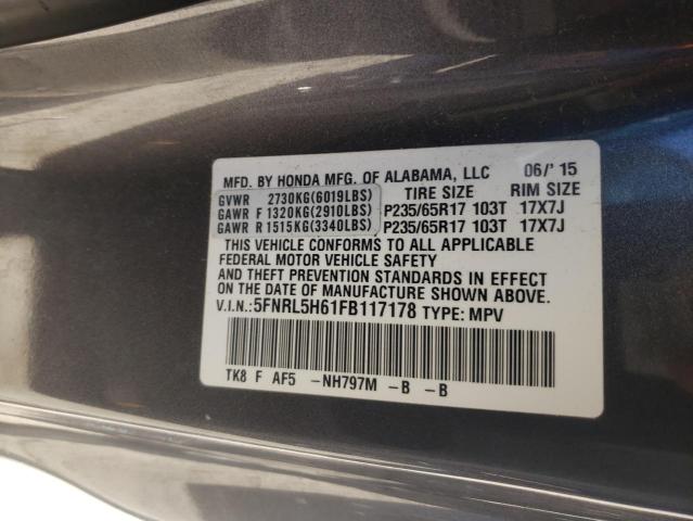 Photo 9 VIN: 5FNRL5H61FB117178 - HONDA ODYSSEY EX 