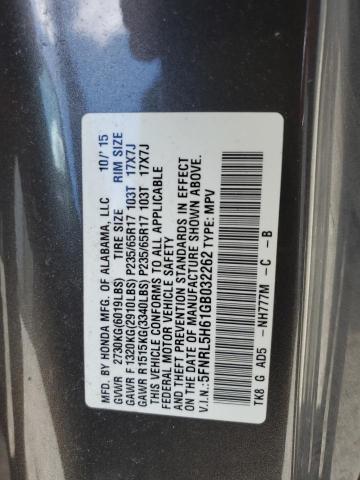 Photo 12 VIN: 5FNRL5H61GB032262 - HONDA ODYSSEY EX 