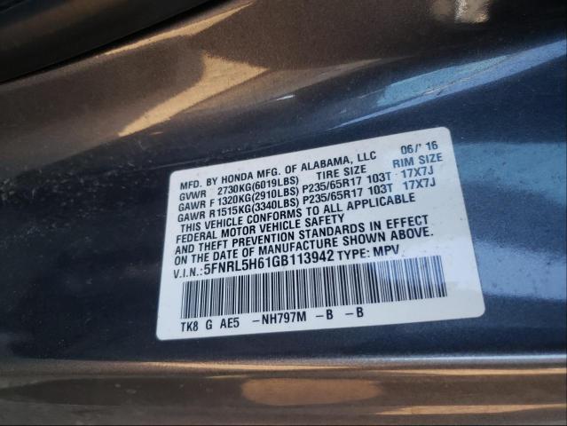 Photo 9 VIN: 5FNRL5H61GB113942 - HONDA ODYSSEY EX 