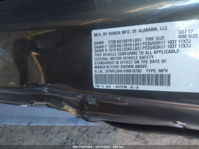 Photo 8 VIN: 5FNRL5H61HB018783 - HONDA ODYSSEY 