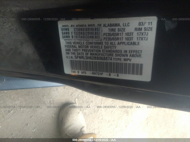 Photo 8 VIN: 5FNRL5H62BB068874 - HONDA ODYSSEY 