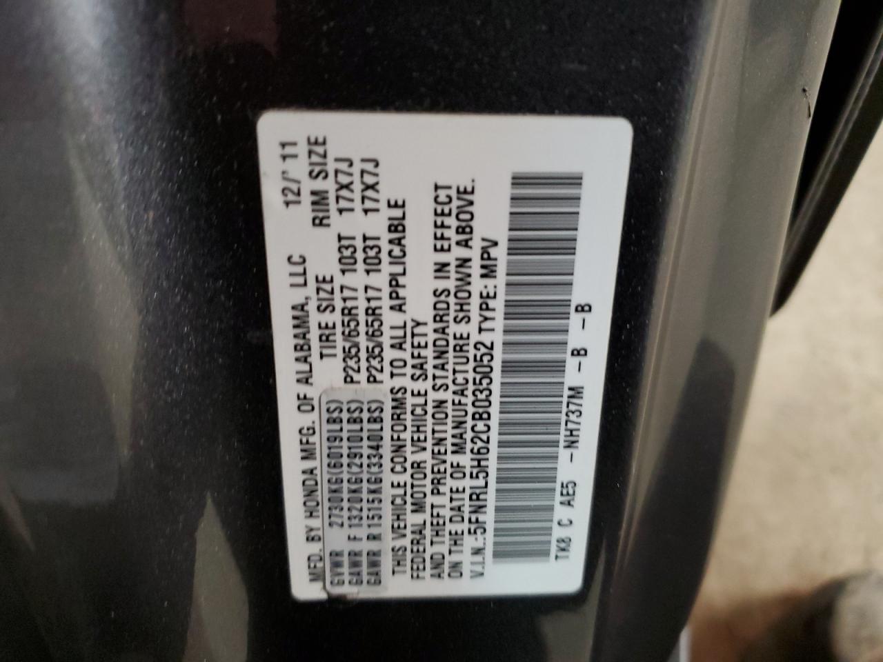 Photo 12 VIN: 5FNRL5H62CB035052 - HONDA ODYSSEY 