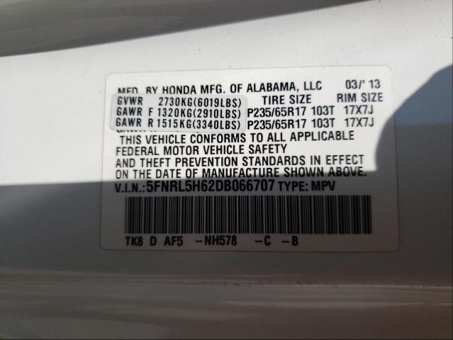 Photo 9 VIN: 5FNRL5H62DB066707 - HONDA ODYSSEY EX 