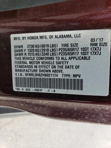 Photo 12 VIN: 5FNRL5H62HB021174 - HONDA ODYSSEY EX 