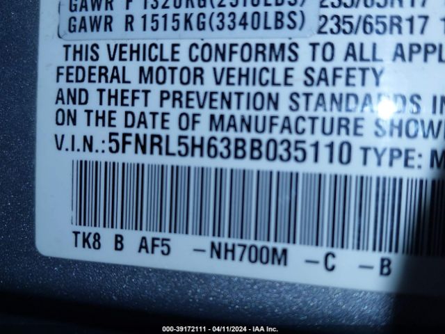 Photo 8 VIN: 5FNRL5H63BB035110 - HONDA ODYSSEY 