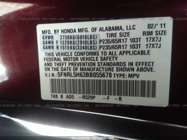 Photo 8 VIN: 5FNRL5H63BB055678 - HONDA ODYSSEY 