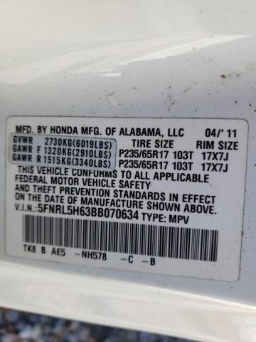 Photo 9 VIN: 5FNRL5H63BB070634 - HONDA ODYSSEY EX 