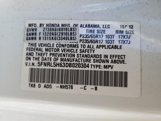 Photo 9 VIN: 5FNRL5H63DB020304 - HONDA ODYSSEY EX 