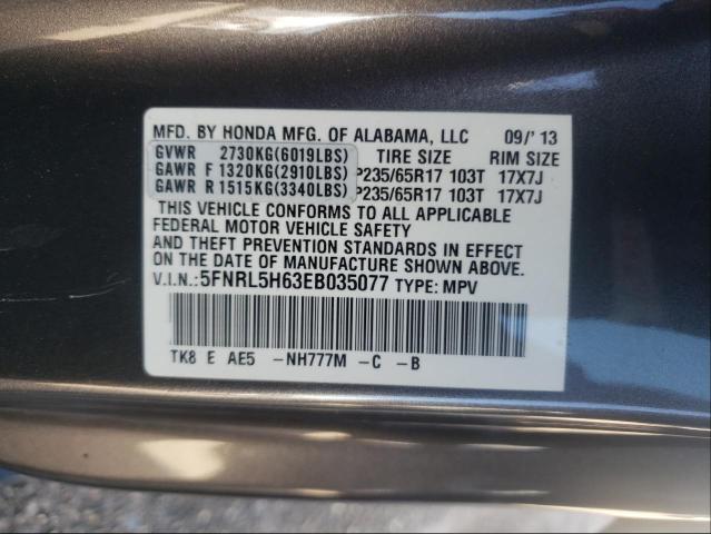 Photo 9 VIN: 5FNRL5H63EB035077 - HONDA ODYSSEY EX 