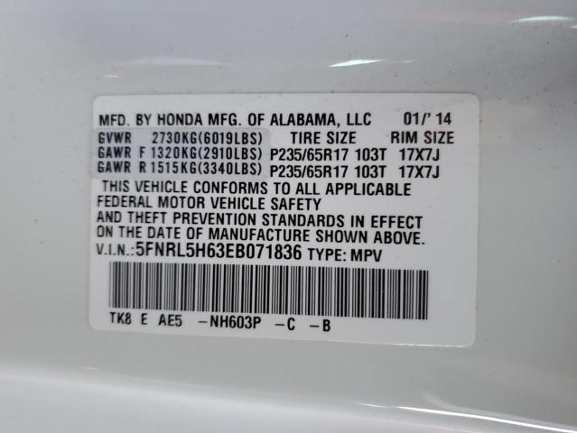 Photo 12 VIN: 5FNRL5H63EB071836 - HONDA ODYSSEY EX 