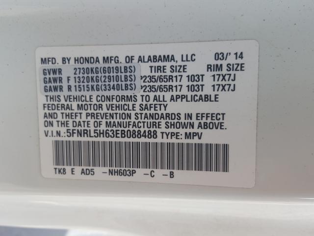 Photo 9 VIN: 5FNRL5H63EB088488 - HONDA ODYSSEY EX 