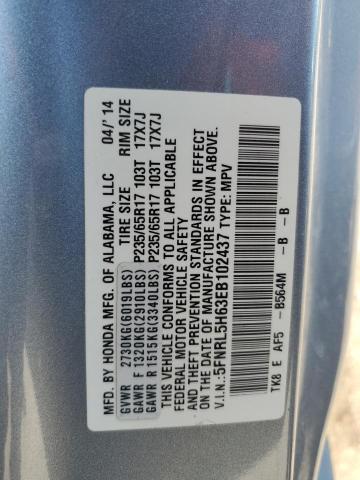 Photo 12 VIN: 5FNRL5H63EB102437 - HONDA ODYSSEY EX 