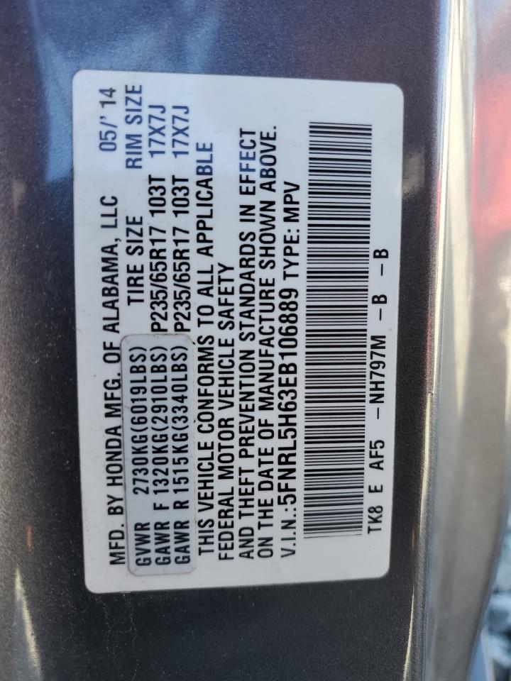 Photo 12 VIN: 5FNRL5H63EB106889 - HONDA ODYSSEY 