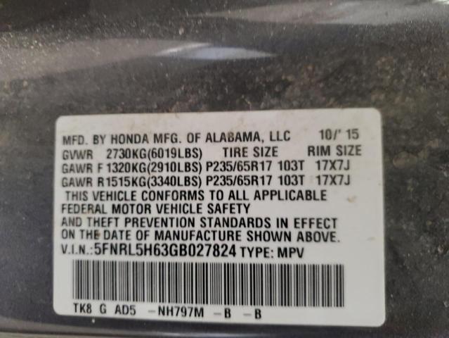 Photo 13 VIN: 5FNRL5H63GB027824 - HONDA ODYSSEY EX 