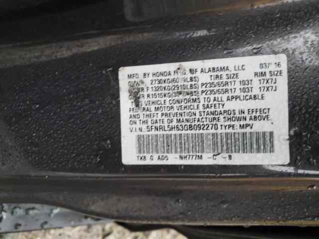 Photo 13 VIN: 5FNRL5H63GB092270 - HONDA ODYSSEY EX 