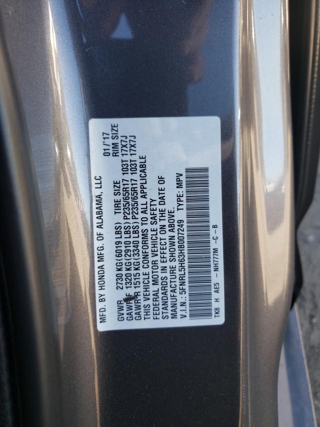 Photo 9 VIN: 5FNRL5H63HB007249 - HONDA ODYSSEY EX 