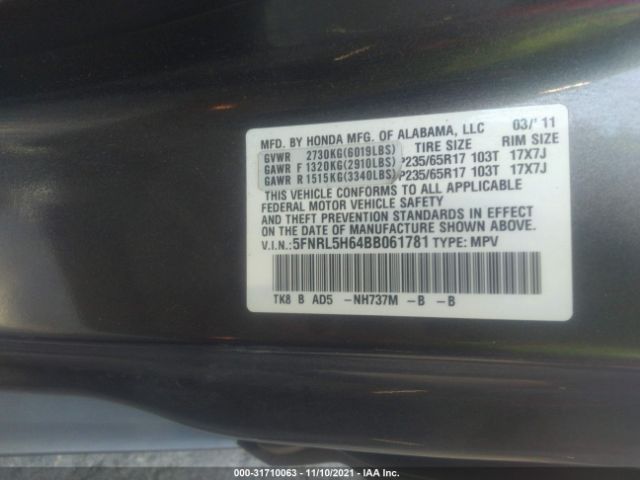 Photo 8 VIN: 5FNRL5H64BB061781 - HONDA ODYSSEY 