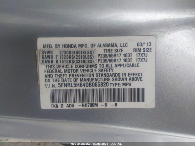 Photo 8 VIN: 5FNRL5H64DB065820 - HONDA ODYSSEY 