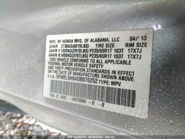 Photo 8 VIN: 5FNRL5H64DB076252 - HONDA ODYSSEY 