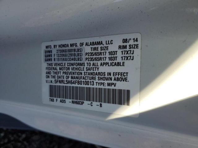 Photo 9 VIN: 5FNRL5H64FB010013 - HONDA ODYSSEY EX 