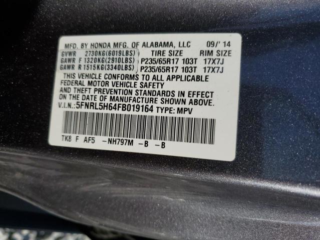 Photo 13 VIN: 5FNRL5H64FB019164 - HONDA ODYSSEY EX 