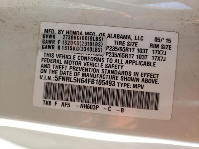 Photo 9 VIN: 5FNRL5H64FB105493 - HONDA ODYSSEY EX 