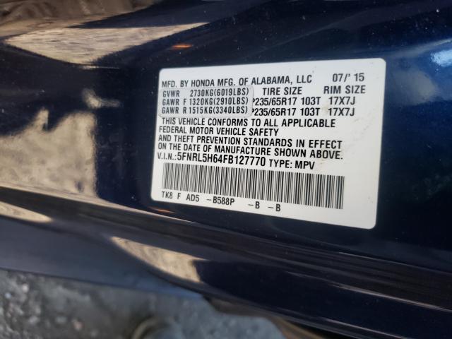 Photo 9 VIN: 5FNRL5H64FB127770 - HONDA ODYSSEY EX 