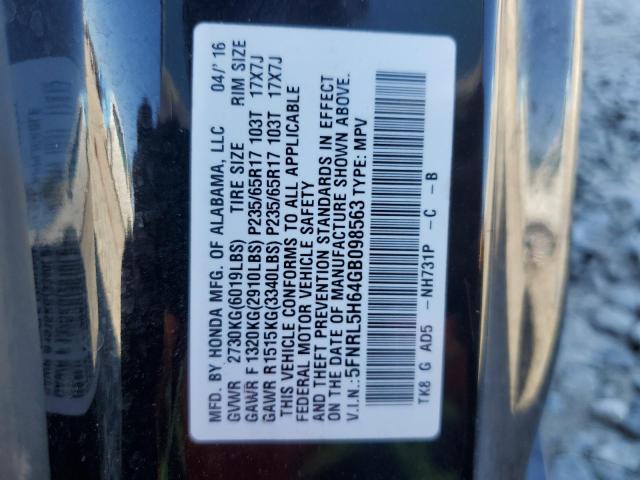 Photo 12 VIN: 5FNRL5H64GB098563 - HONDA ODYSSEY EX 