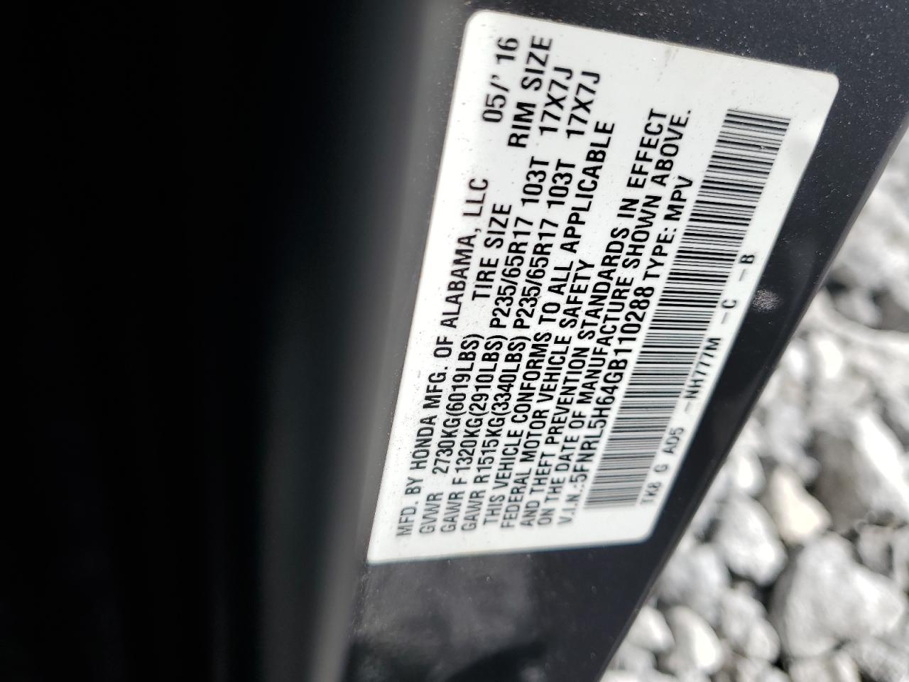 Photo 12 VIN: 5FNRL5H64GB110288 - HONDA ODYSSEY 