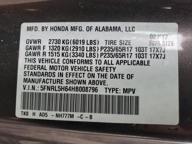 Photo 12 VIN: 5FNRL5H64HB008796 - HONDA ODYSSEY EX 