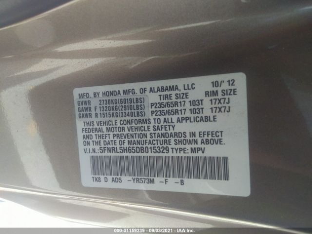 Photo 8 VIN: 5FNRL5H65DB015329 - HONDA ODYSSEY 