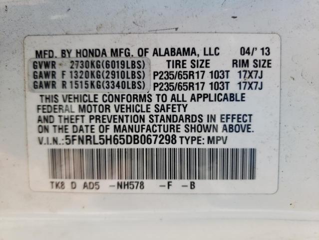 Photo 9 VIN: 5FNRL5H65DB067298 - HONDA ODYSSEY EX 