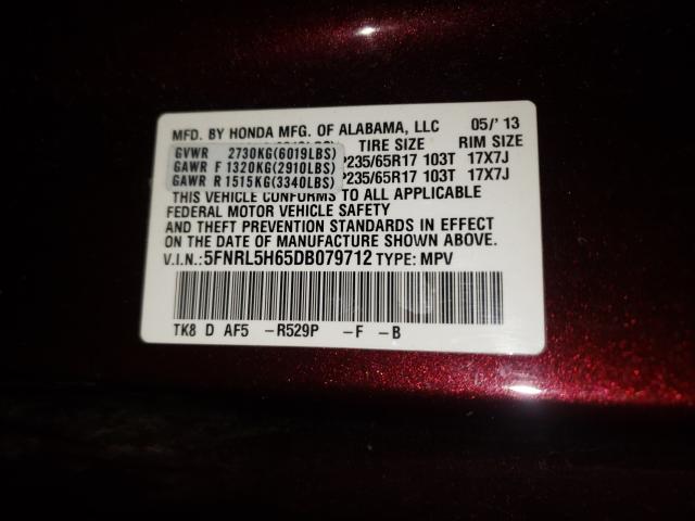 Photo 9 VIN: 5FNRL5H65DB079712 - HONDA ODYSSEY EX 