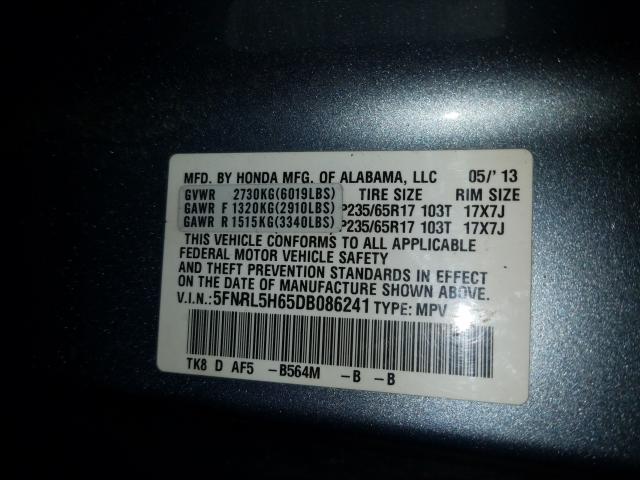 Photo 9 VIN: 5FNRL5H65DB086241 - HONDA ODYSSEY EX 