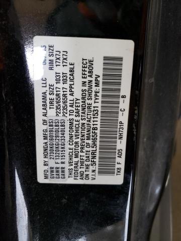 Photo 9 VIN: 5FNRL5H65FB111531 - HONDA ODYSSEY EX 