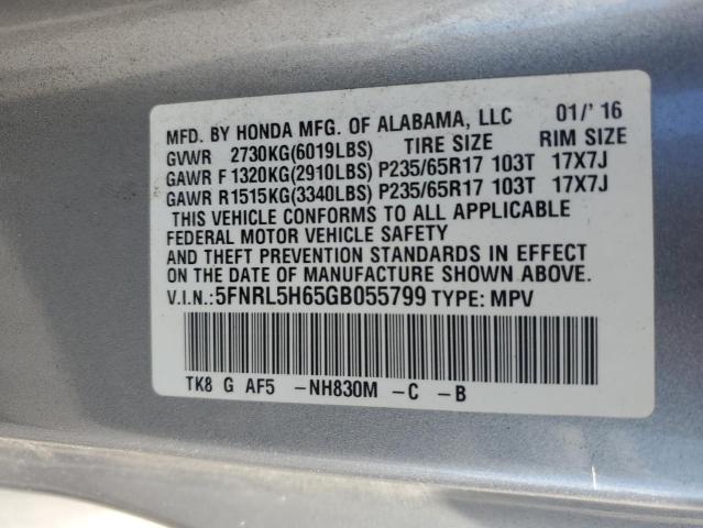 Photo 12 VIN: 5FNRL5H65GB055799 - HONDA ODYSSEY EX 