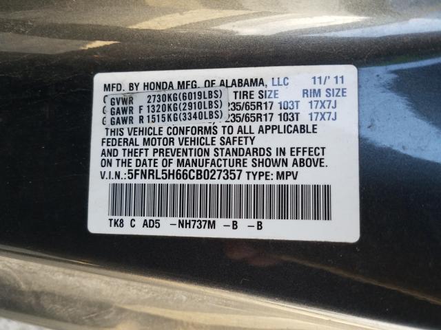 Photo 9 VIN: 5FNRL5H66CB027357 - HONDA ODYSSEY EX 